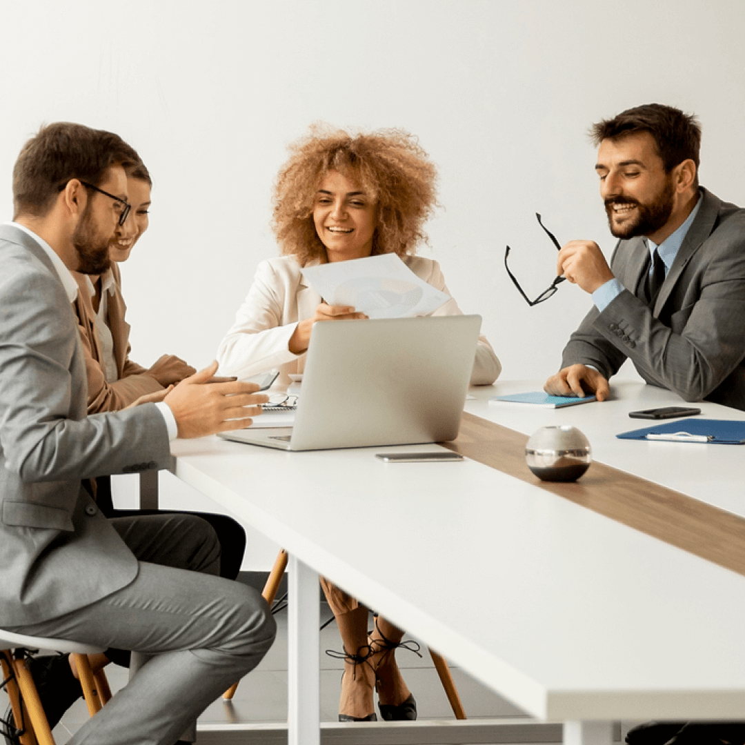 Group of multiethnic business people working together in the office.